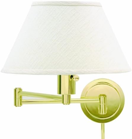 House Of Troy WS14-91 Home/Office Collection Swing-Arm Wall Lamp, Oil Rubbed Bronze with Off-White Linen Hardback Shade