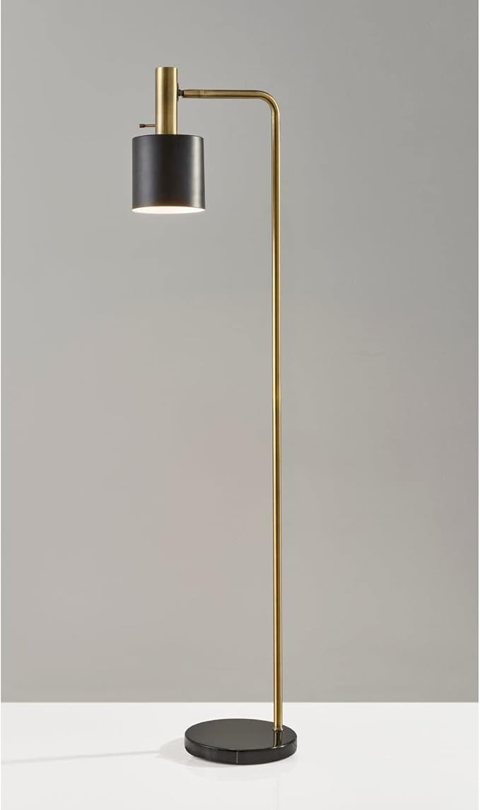 Adesso 3159-01 Emmett Floor Lamp, 61 in., 60W, Antique Brass & Black, 1 Table Lamp