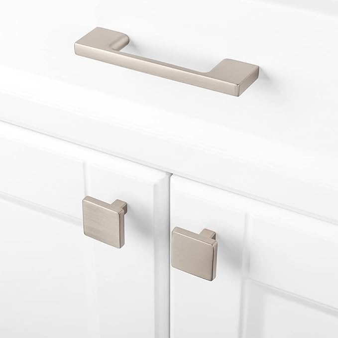 KOOFIZO 10 Pack 3 Inch Brushed Nickel Kitchen Cabinet Pulls Stain Nickel Cabinet Handles Silver Cabinet Hardware for Kitchen Cabinets Drawer P01 Dresser Cupboard Bedroom Bathroom