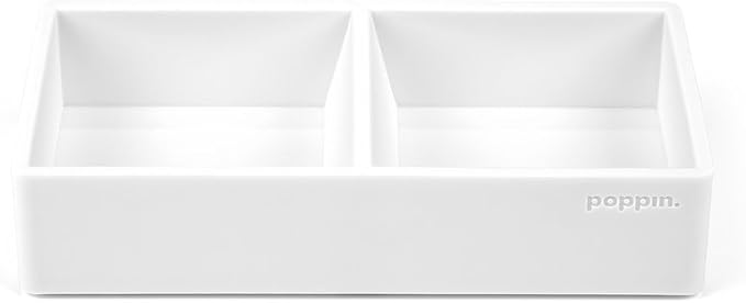 Poppin This & That Tray - Modular Desk Trays for Office Organization, Color-Coordinated Office Supplies for Desk (White, This & That Tray)