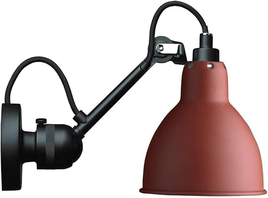 Adjustable Swing Arm Sconce Light Retro Metal Lamp Vintage Industrial Lantern for Kitchen, Living Room, Bedroom,White-Medium arm (Red Short arm)
