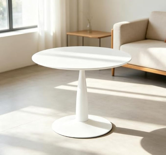 42" Round White Tulip Dining Table, Mid Century Modern Pedestal Kitchen Table for 6, White Dining Room Table for Restaurant, Apartment, Home