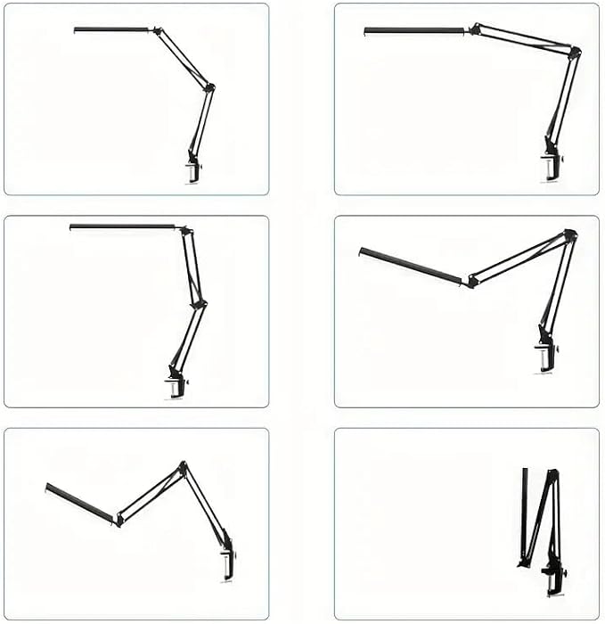 LED Desk Lamp with Eye-Caring 3 Modes 10 Brightness, Adjustable Swing Arm Long Flexible Lamp for Office Workers and Students, USB Port