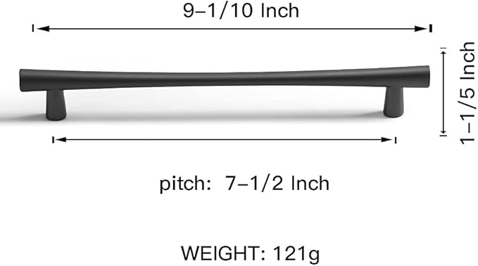 YAGU 5 Pack Black Nickel Kitchen Drawer Handles Cabinet Pulls, 7-1/2 Inch (192mm) Hole Center, Zinc Alloy Dark Gray Furniture Hardware for Dresser Closet Cupboard Vanity