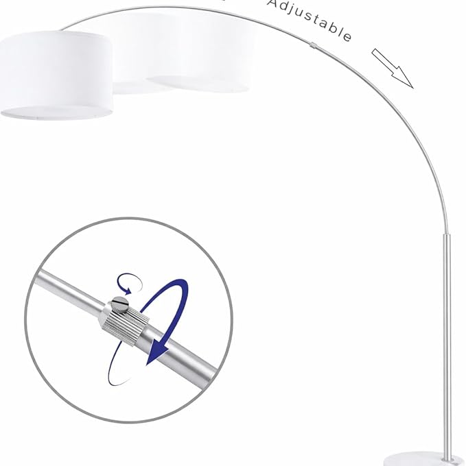 Major-Q Contemporary 81" Tall Standing Arc Floor Lamp Adjustable Height- Real Marble Base - Ideal for Behind Sofa Living and Dining Rooms -