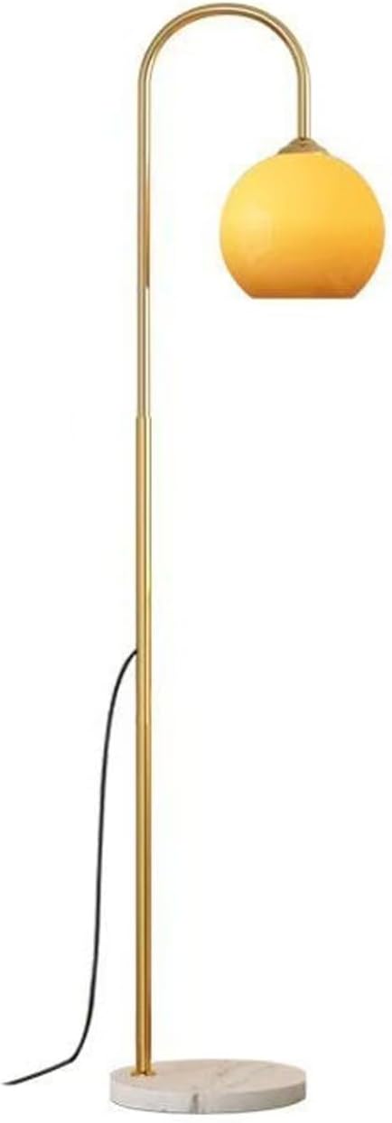 MIXL-Gradient Orange Shade Arc Floor Lamp,Gold Standing Light with Marble Base,Mid Century Modern Standing Lamps for Living Room Bedroom