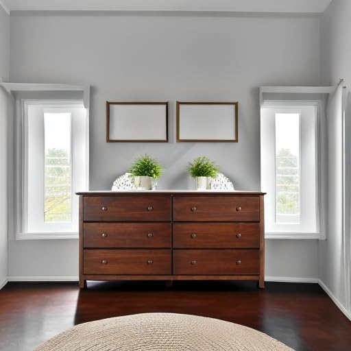 Grain Wood Furniture Shaker 6-Drawer Dresser, Solid Wood with a Cherry Finish