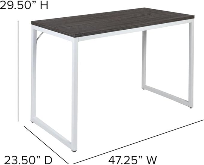 Flash Furniture Kimberly Tiverton Industrial Modern Desk-Rustic Gray/White Commercial Grade Computer Desk-47" Sturdy Home Office Desk-Writing Desk