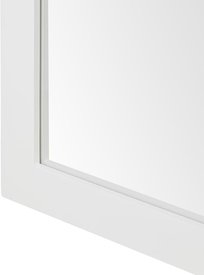 ARIEL Rectangular Wooden Mirror 30" x 40" in White, Flexible Horizontal/Vertical Hanging for Bathroom, Vanity, Entryway & Living Room Decor, Farmhouse Style