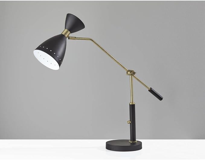 Adesso 4282-01 Oscar Adjustable Desk Lamp, 31.75 in., 40W, Black w/Antique Brass, 1 Table Lamp