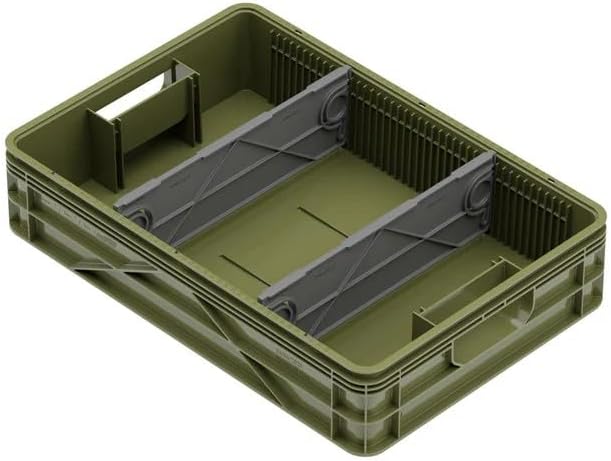 SIDIO Quarter Crate 4 Pack of Stackable Storage Bins - Organizer Bins with Dividers for Garage Organization, Home Storage - Heavy Duty Plastic Containers - 19.16” x 12.75”x 4.57” (Green)