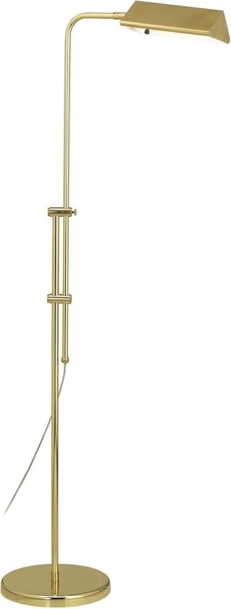 Regency Hill Tony Traditional Farmhouse Adjustable Pharmacy Floor Lamp Standing with USB Charging Port 54" Tall Brass Gold Metal Rotating Head Decor for Living Room Reading House Bedroom Home Office