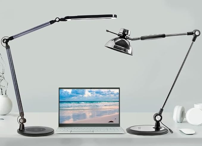 OTUS Desk Lamp Bundle for Home Office, Gesture On Off Architect Swing Arm Plus LED Desk Lamp with Wireless Charger, Touch Dimmable, 3 Color Temps, Eye Care Lighting for Study, Reading, Video Calls