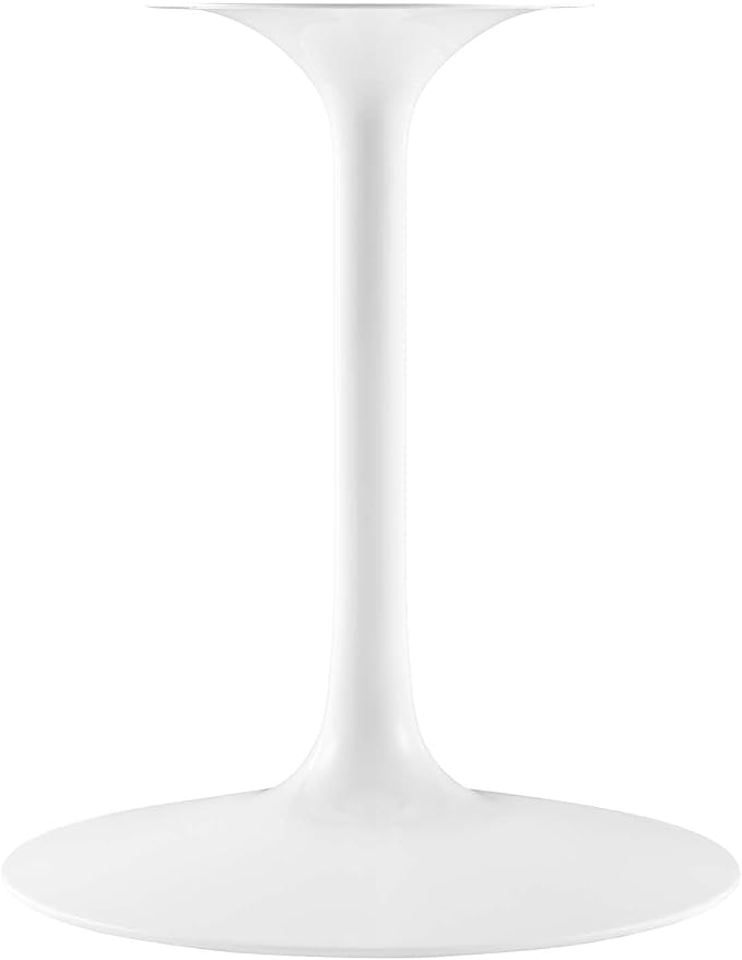 Modway Lippa 48" Round Artificial Dining Table with Tapered, Metal Base, White Travertine