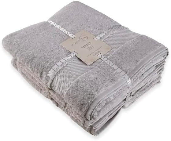 Maisonette Elegance 100% Organic Cotton Turkish Bathroom Towels Set, Ideal Quick Dry Luxury Washcloths, Hand & Large Luxury Bath Towels for Shower (6 Pack), Pewter