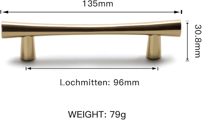 YAGU 10 Pack Bright Gold Cabinet Pulls, 3.75 Inch Hole Center Polished Brass Kitchen Drawer Handles Zinc Alloy Furniture Hardware for Bathroom Cupboard Dresser Closet