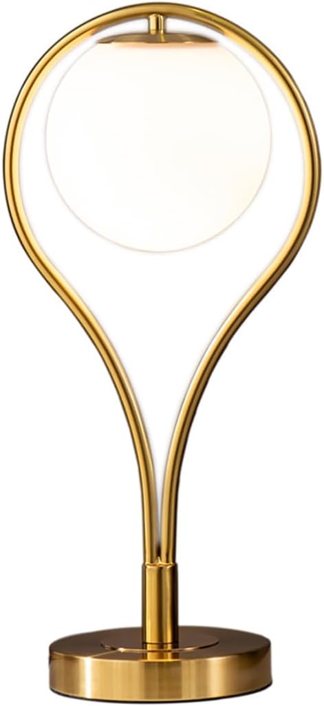 Globe Desk Lamp Mid Century Table Lamp Reading Light with Frosted Glass Shade Gold ON-Off Switch Nightstand Night Light for Room Home Office Desk Dorm Study