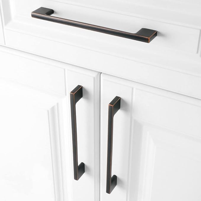 KOOFIZO 10 Pack 6-1/4 Inch Oil Rubbed Bronze Kitchen Cabinet Pulls Rubbed Bronze Cabinet Handles Bronze Cabinet Hardware for Kitchen Cabinets Drawer P01 Dresser Cupboard Bedroom Bathroom