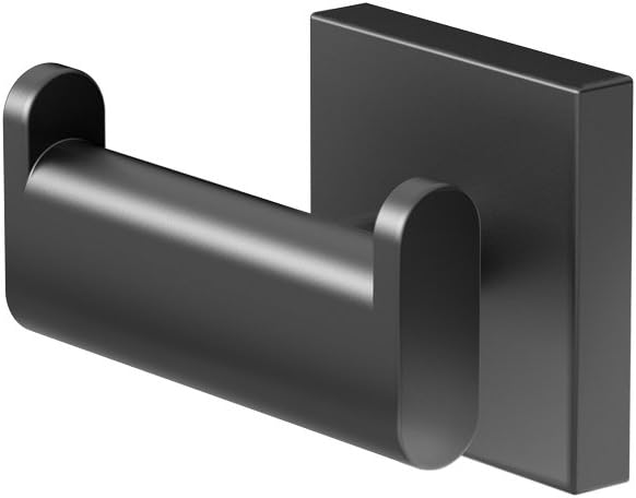 Gatco 4055AMX Elevate 2 Hook Double Robe Hook, Wall Mounted Hook for Bathroom Towels & Robes, Matte Black