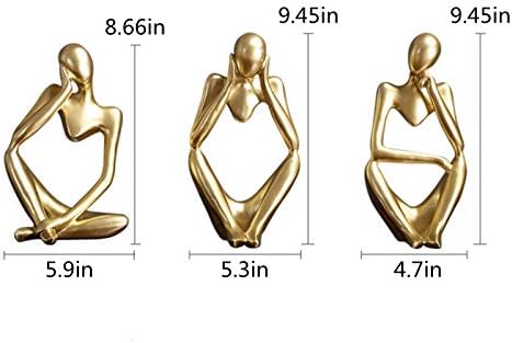 Asng Resin Thinker Style Abstract Sculpture Statue Collectible Figurines Home Office Bookshelf Desktop Decor (Gold, Think Deeply,Large)