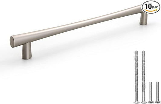 YAGU 10 Pack Satin Nickel Cabinet Pulls 7.5 Inch Hole Center Brushed Silver Kitchen Drawer Handles Zinc Alloy Hardware for Cupboard Dresser Wardrobe Closet