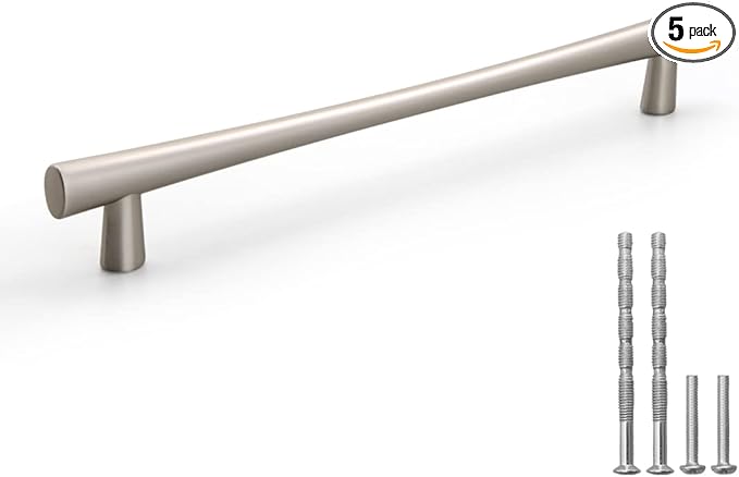 YAGU 5 Pack Brushed Nickel Cabinet Pulls 7.5 Inch Hole Center Satin Silver Kitchen Drawer Handles Zinc Alloy Hardware for Dresser Wardrobe Closet Cupboard