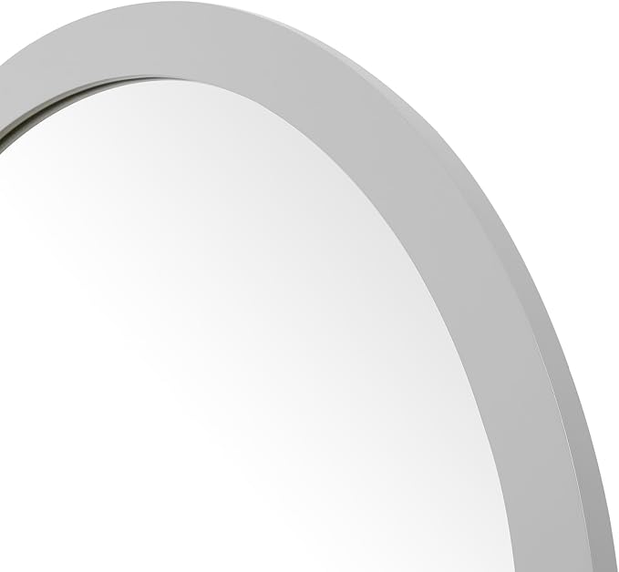 ARIEL Round Wooden Mirror 36" in Grey, Wood Circle Wall Mirror for Bathroom, Vanity, Entryway & Living Room Decor, Farmhouse Style