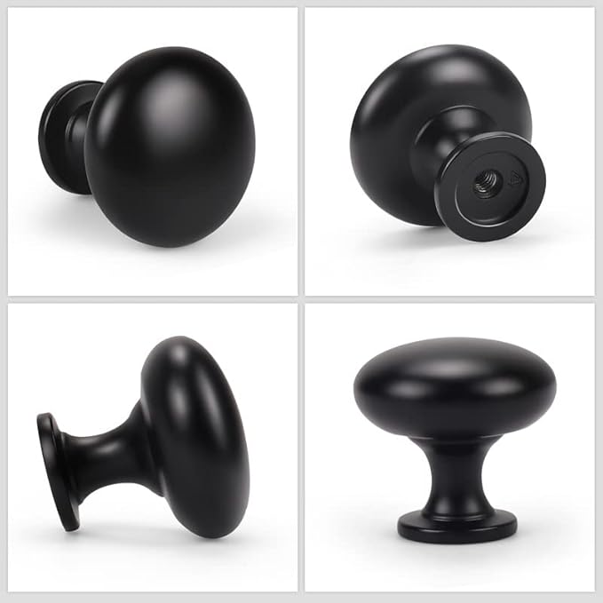 100 Pack Black Cabinet Knobs,Matte Black Drawer Knobs Dresser Knobs,Solid Round Kitchen Cabinet Pulls for Dresser Drawers,1-3/16 Inch(29.5mm) Drawer Pulls
