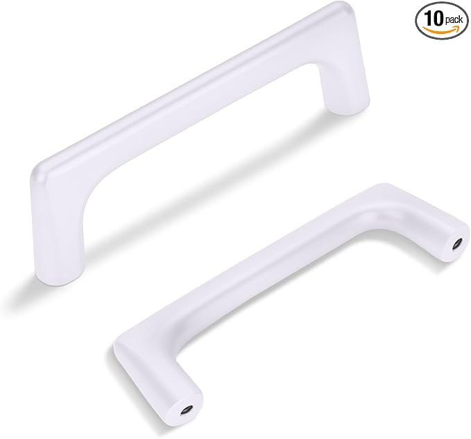 Lardmon 10 Pack Matte White Modern Cabinet Pulls 3.75 Inch(96mm) Hole Center Timeless Drawer Pulls Vanity Pulls Classic Solid Kitchen Cabinet Handles Hardware for Dresser