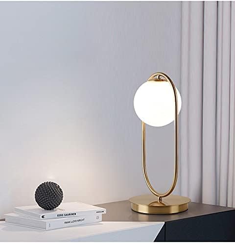 KCO Lighting Modern Bedside Night Lamp Mini Gold Table Light Metal Brass Finished Bedside Desk Lamp with Milky White Shade for Living Room Bedroom (Bronze, Oval)