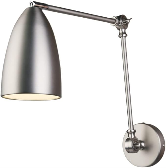 Adjustable Swing Arm Wall Sconce Reading Lamp, Retro Industrial Mounted for Bedroom Living Room Lighting Fixture