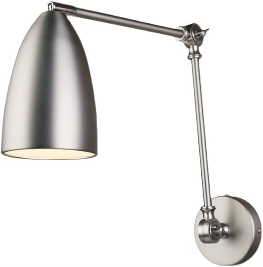 Adjustable Swing Arm Wall Sconce Reading Lamp, Retro Industrial Mounted for Bedroom Living Room Lighting Fixture
