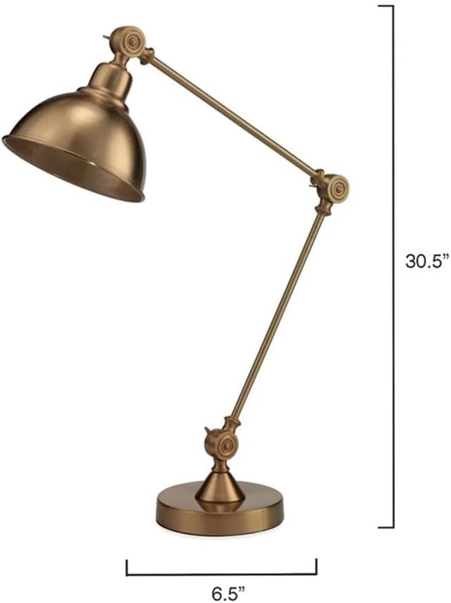 Jamie Young Co J&D Designs Wallace Traditional Metal Table Lamp with Adjustable Hood in Brass