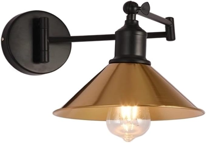 Folding Wall Lamp Retro Rocker Arm Wall Lamp Bedroom Bedside Lamp Iron Art Living Room Study Reading Wall Sconce Swing Arm Adjustable Vintage Wall Mount Light Sconce (Color : A)