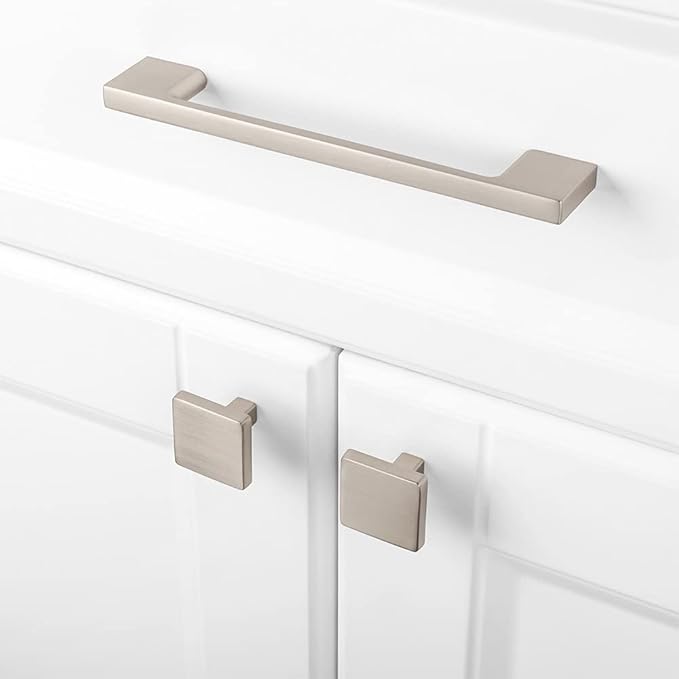KOOFIZO 10 Pack 5 Inch Brushed Nickel Kitchen Cabinet Pulls Stain Nickel Cabinet Handles Silver Cabinet Hardware for Kitchen Cabinets Drawer P01 Dresser Cupboard Bedroom Bathroom