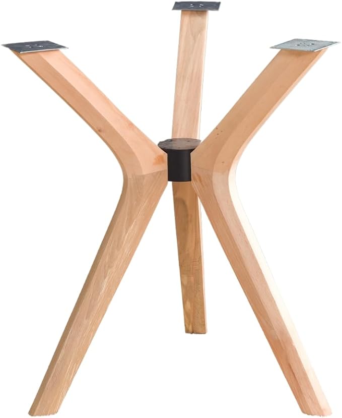 Mid Century Modern Dining Table Base Only, Pedestal Table Bases, Wooden Legs for Kitchen Tables, Glass Top Wood Top Assembly Tools Available (Wood Tabletop Hardware, Unfinished)