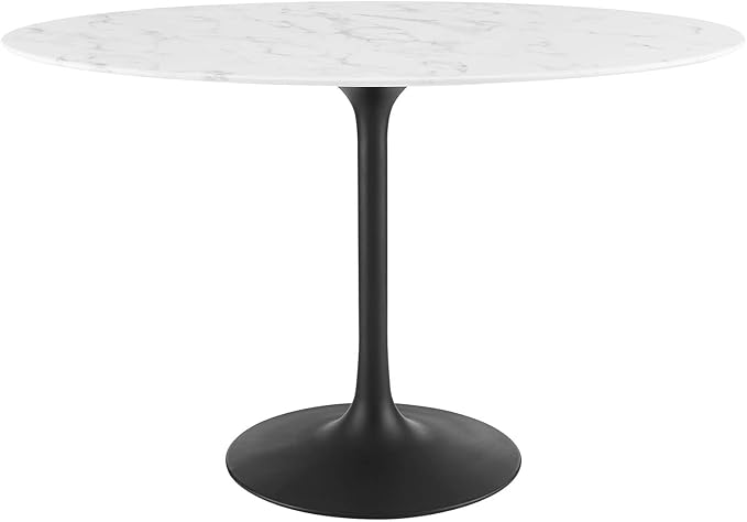 Modway Lippa 48" Oval Artificial Marble Dining Table, Black White