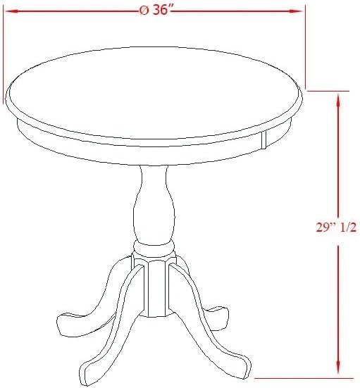East West Furniture AMT-ABK-TP Antique Dining Table - a Round Wooden Table Top with Pedestal Base, 36x36 Inch, Wirebrushed Black