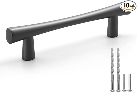 YAGU 10 Pack Dark Gray Cabinet Pulls, 3-3/4 Inch (96mm) Hole Center Kitchen Drawer Handles Black Nickel Furniture Hardware for Dresser Wardrobe Closet Cupboard