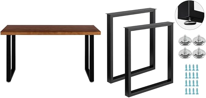 LCSDLHLSY Metal Table Legs 28x24 Inch, Modern Industrial Steel Square Frame for DIY Dining Table, Kitchen Table Base, Desk, Workstation, Desk Legs,Supports 1000lbs, Set of 2 (Black)