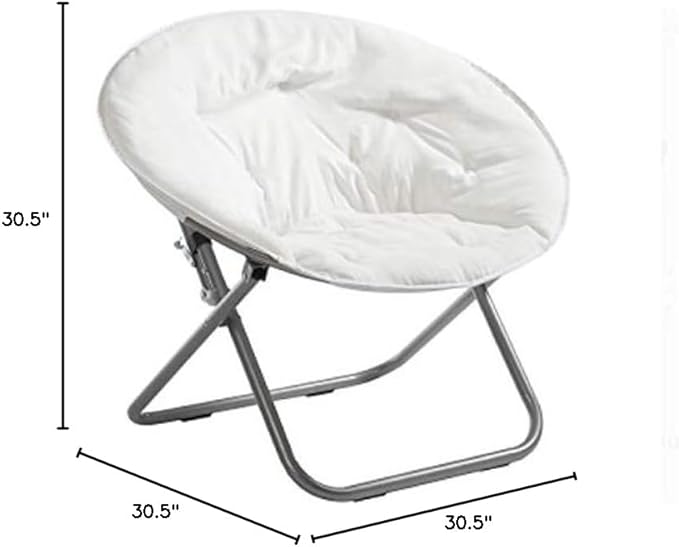 Urban Lifestyle Microsuede Foldable Saucer Chair, Adult, White