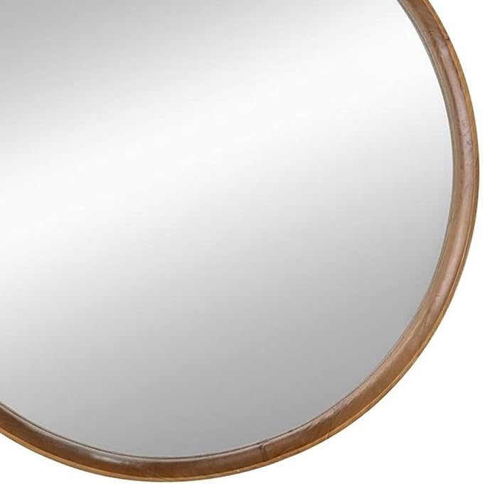 HomeRoots 32" Brown Round Framed Accent Mirror