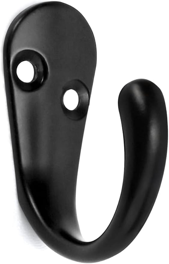 HOMOTEK 15 Pack Single Prong Coat Hooks Black Wall Mounted Matte Rustproof Coat Hook Hardware Retro Robe Hanger for Coat,Towel, Scarf, Hat, Bag, Key, Shoes