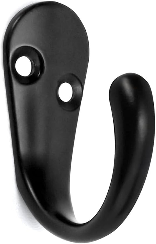 HOMOTEK 15 Pack Single Prong Coat Hooks Black Wall Mounted Matte Rustproof Coat Hook Hardware Retro Robe Hanger for Coat,Towel, Scarf, Hat, Bag, Key, Shoes