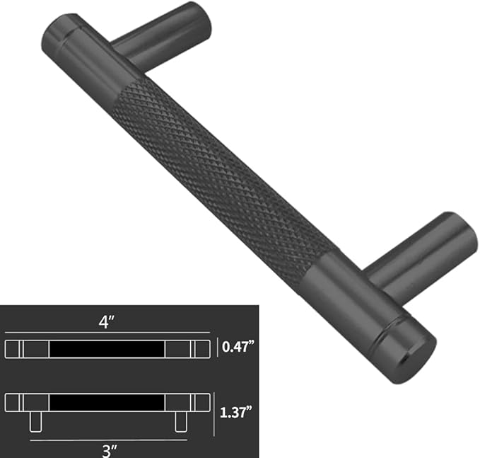 2 Pack 3 Inch 76 mm Black Barrel Cabinet Pulls Cupboard Aluminum Handles Drawer Pull Cabinet Handles Cabinet Handles (2 Pack, Black, 3 Inch)