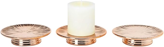 ADAVAS.Y&G Ceramic Rose Gold Candle Plate Set, 3-Piece – Decorative Candle Holder Tray for Pillar Candles, Jewelry, Trinkets or Bathroom Counter – Elegant Rose Gold Finish for Tabletop & Home Décor
