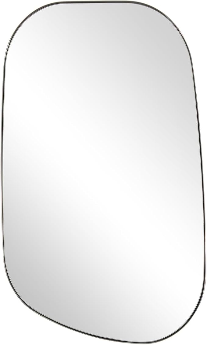 ANDY STAR 24"x40" Irregular Wall Mirror，Polished Chrome Asymmetrical Bathroom Mirror with Stainless Steel Metal Frame, Wall-Mounted Mirror for Bathroom, Entryway (Horizontal/Vertical)