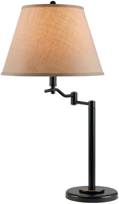 HomeStock Timeless Trends 28.5 Inch Way Metal Body Table Lamp with Swing Arm and Conical Fabric Shade in Black, 19L x 14.5W x 28.5H inches