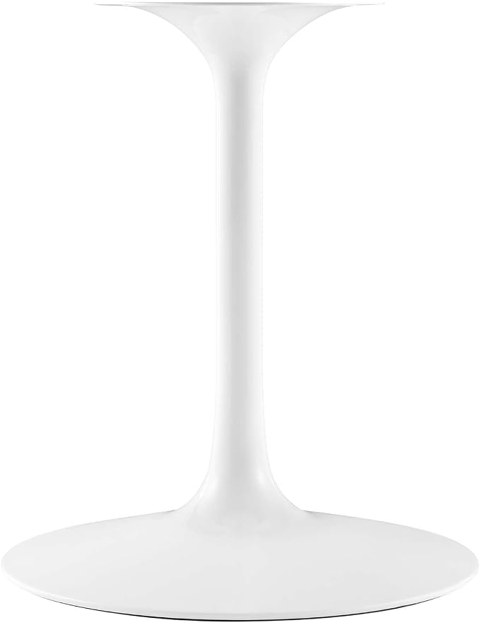 Modway Lippa 47" Mid-Century Modern Dining Table with Round Top and Pedestal Base in White