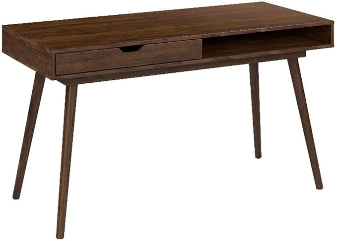 Bush Home Nora 54W Writing Desk in Dark Walnut | Large Computer Table with Storage for Home Office, Study Room, or Entryway